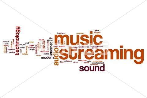 Music streaming word cloud concept Stock Photos