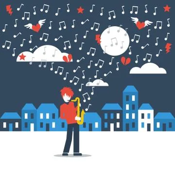 Music street performance Stock Illustration
