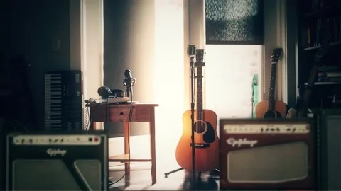 Music Studio Instruments Background Stock Footage 158096856