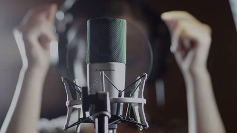 Music Studio Recording, View Of Studio Microphone, Music Equipment. Stock Footage 133373811