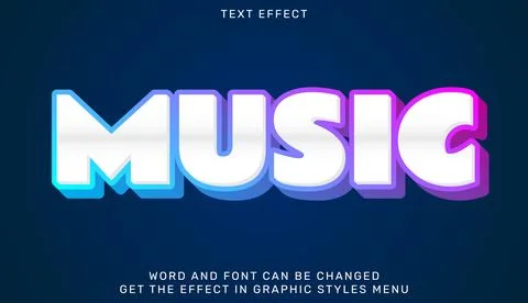Music text effect template in 3d design Stock Illustration