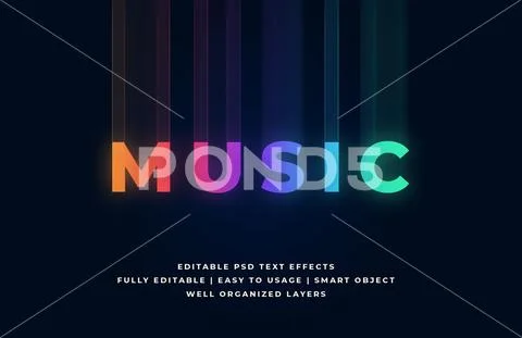 Music text style effect mockup - PSD Template PSD Template