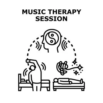 Music therapy session balancing mind healing stress Stock Illustration