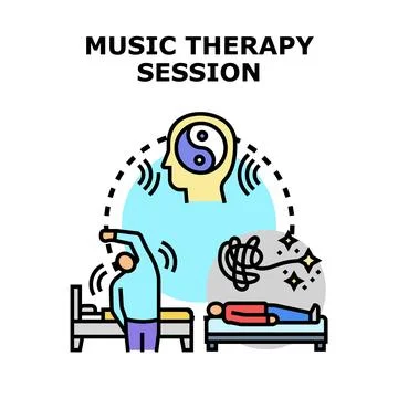 Music therapy session balancing mind healing stress Stock Illustration