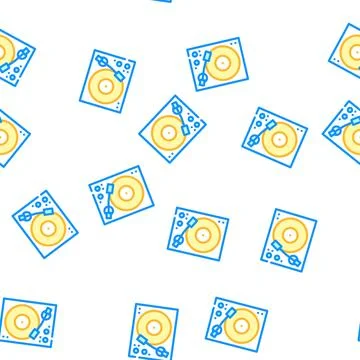 Music turntable vector seamless pattern color Illustrazione stock