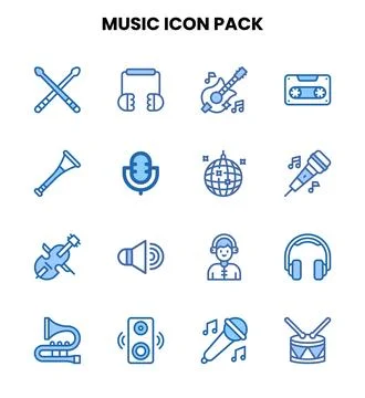 Music Two Colour Bundle Icons Pack Stock Illustration
