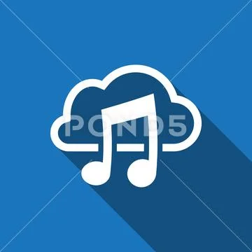 Music upload download to the cloud icon stock vector illustration flat design Stock Illustration