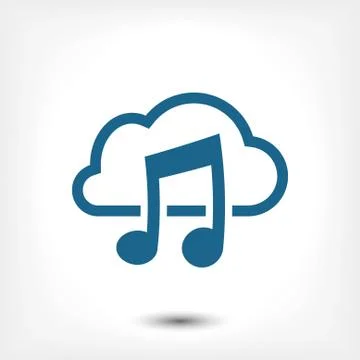 Music upload download to the cloud icon stock vector illustration flat design Stock Illustration