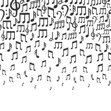 Music vector background with falling musical notes Illustrazione stock