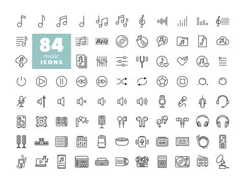 Music vector flat icon set Stock Illustration