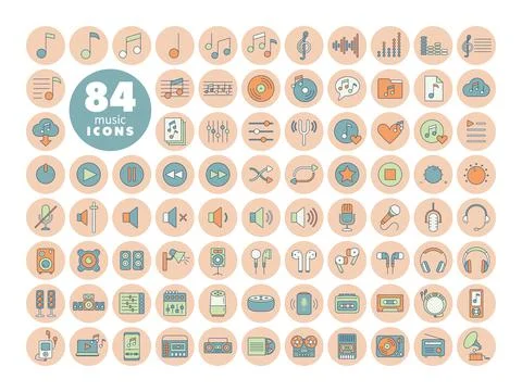 Music vector flat icon set Stock Illustration