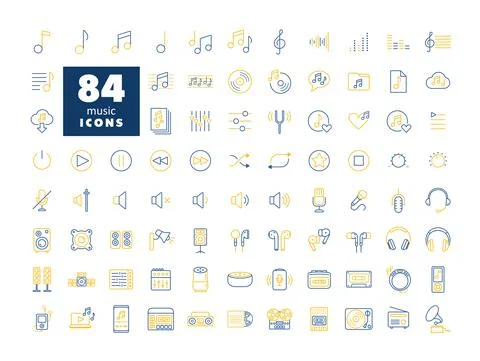 Music vector flat isolated icon set Stock Illustration