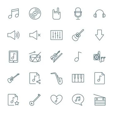 Music vector icons set Stock Illustration