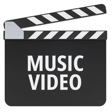 Music Video concept with clapperboard. 3d rendering Stock Illustration