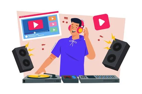 A music video director creates a visual interpretation of a song. Stock Illustration