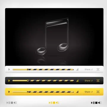 Music video player interface window with loading bar and buttons Stock Illustration