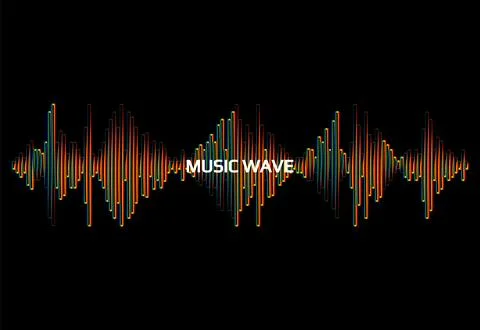 Music Wave logo. Vector rainbow pulse player Illustration. Colorful digital Stock Illustration