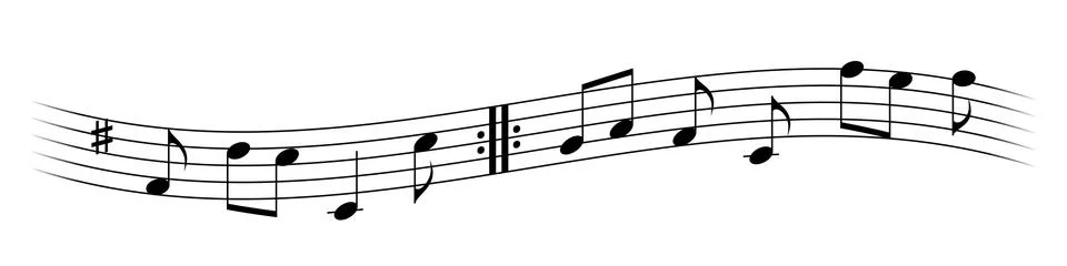 Music wave made by notes. Vector black musical design elements isolated on white Illustrazione stock
