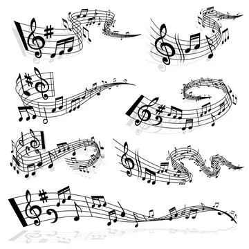 Music wave with notes and treble clef vector イラスト素材