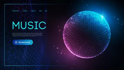 Music wave technology sphere.Vector particle big data visualisation of matrix Stock Illustration