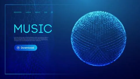 Music wave technology sphere.Vector particle big data visualisation of matrix Stock Illustration