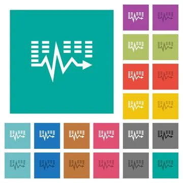 Music waves square flat multi colored icons Ilustración de archivo