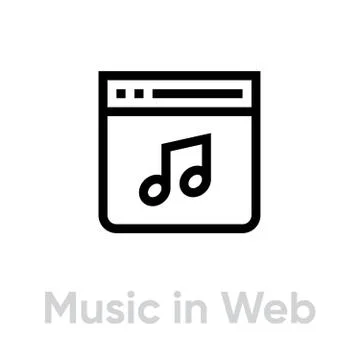 Music in web player icon. Editable line vector. 스톡 일러스트