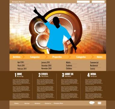 Music Website Template Stock Illustration