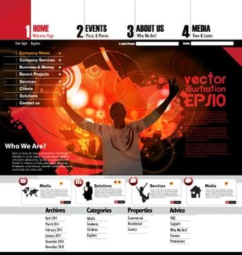 Music Website Template Stock Illustration