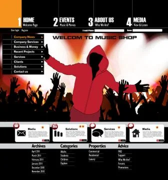 Music Website Template 스톡 일러스트