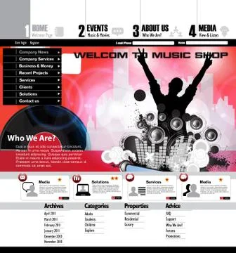Music Website Template Stock Illustration