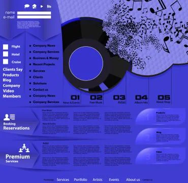 Music Website Template 스톡 일러스트