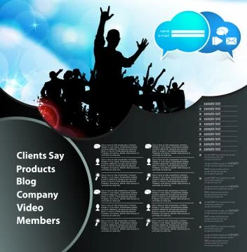 Music Website Template - Vector Design Stock Illustration