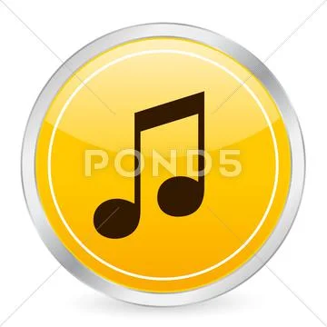 Music yellow circle icon Stock Illustration