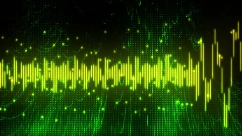 Musical Audio Waveform in green Stock Footage 236414477