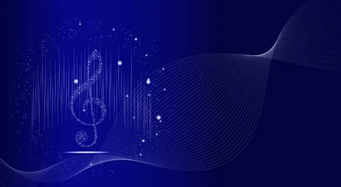 Musical background with clef glow Stock Illustration