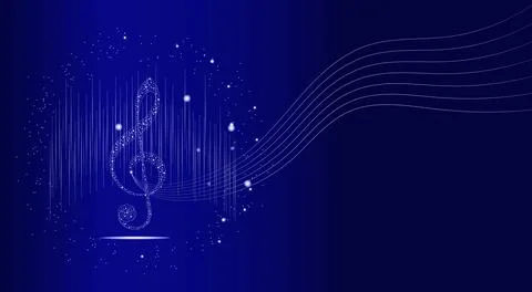 Musical background with clef glow Stock Illustration