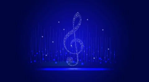 Musical background with clef glow Stock Illustration