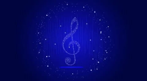 Musical background with clef glow Stock Illustration