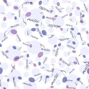 Musical background from notes, circles and the word music on a white backgrou Stock Illustration