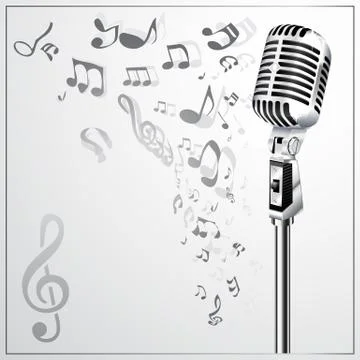 Musical background with retro microphone Stock Illustration