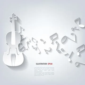 Musical background vector illustration with notes and violin. Stock Illustration