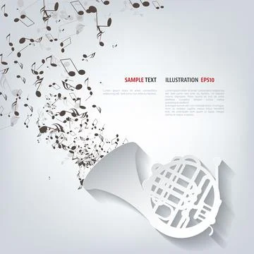 Musical background vector illustration with notes. Stock Illustration