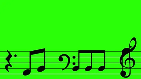 Musical black silhouettes notes animation group chroma key Stock Footage 144545565