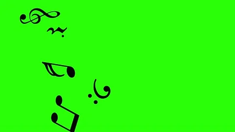 Musical black silhouettes notes animation group chroma key Stock Footage 144553729