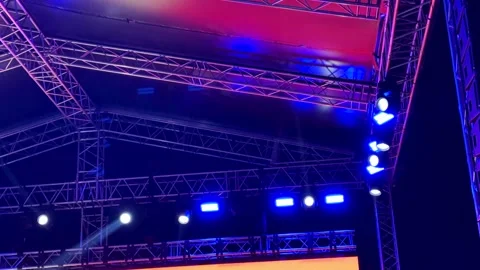 Musical concert performance stage lighting and spotlight beam laser Video stock 338183476