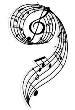 Musical curly elements with clef and notes Illustrazione stock