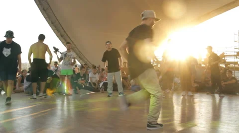 Musical Dance Festival in the Rays of the Setting Sun Stock Footage 66301918