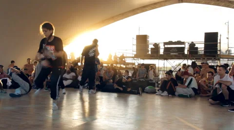 Musical Dance Festival in the Rays of the Setting Sun Stock Footage 66301975
