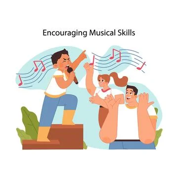 Musical development concept. Flat vector illustration. Stock Illustration